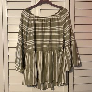 COMO BLU GREEN AND WHITE STRIPED TOP.  FINAL SALE